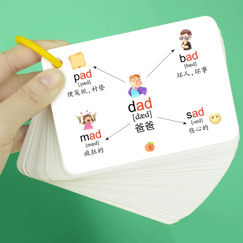 Kids Education Words - 子供のためのアルファベット記号付きのマインドマップカード,モンテッソーリ教育メモリカード,中国語と英語の学習,600語