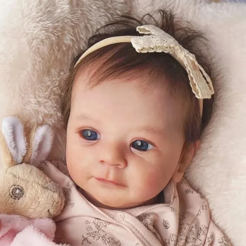Kids Education Name - 子供のための現実的でかわいい赤ちゃんの生まれ変わった人形、女の子の明るい目、茶色の髪で開いた、爪、誕生日、クリスマスギフト、18インチ
