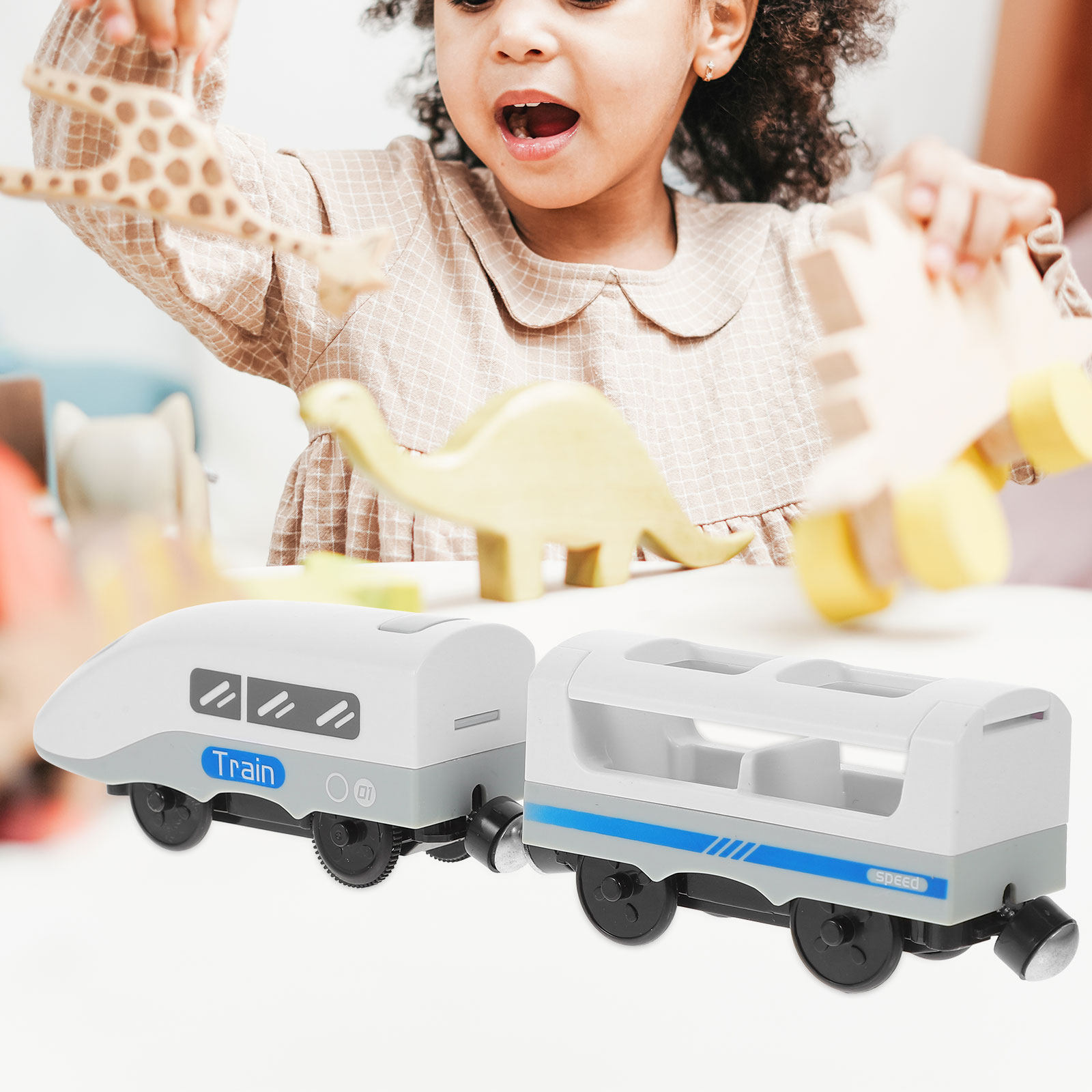 Kids Education Learning - 電動電車の車頭、創造的な子供用おもちゃ、誕生日プレゼント、早期学習と認知発達のための教育的で楽しい電車のパーツ