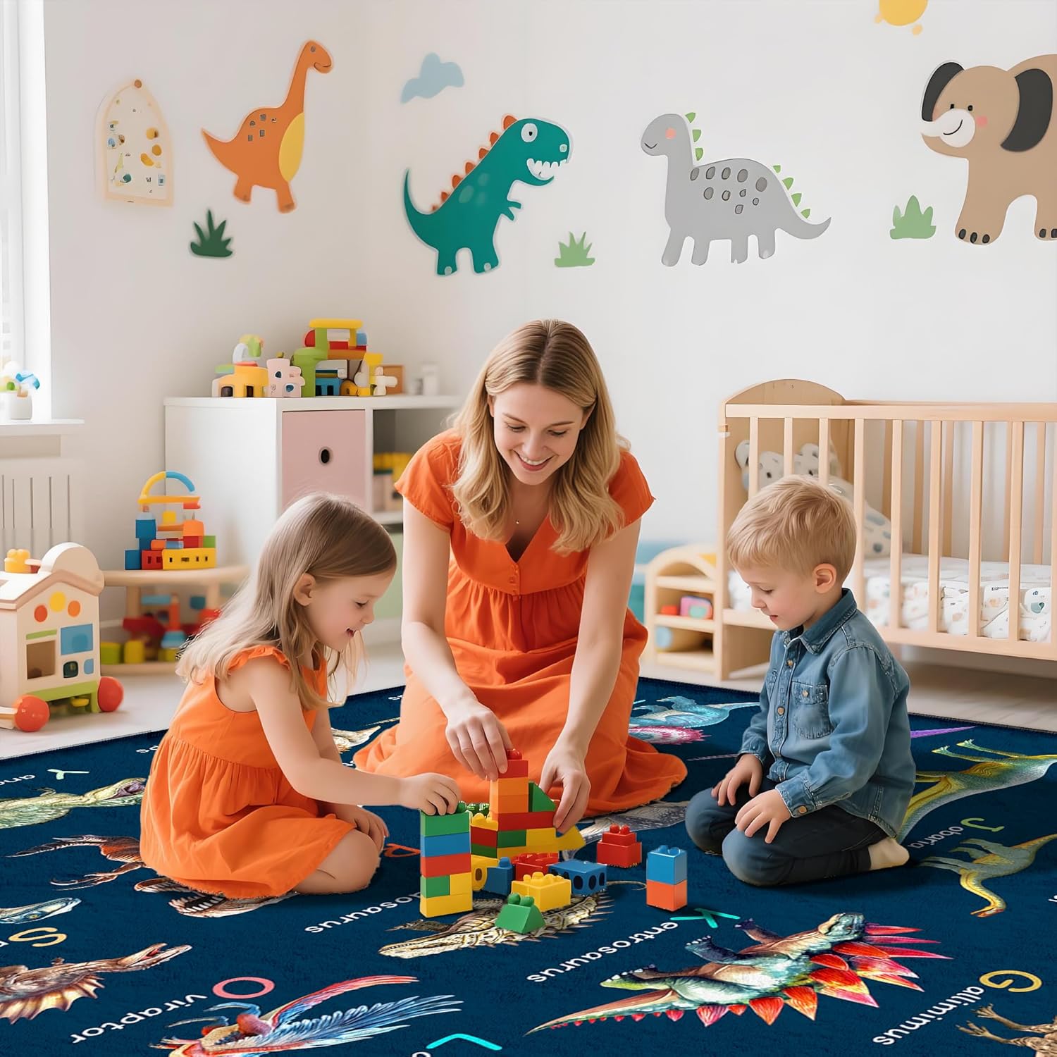 教育的な恐竜アルファベットをテーマにしたエリアラグ、子供用カ - Kids Education Name のレビューと価格