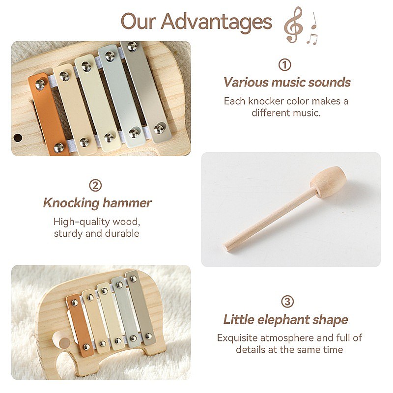 赤ちゃん用木製象さん親指ピアノパズルおもちゃ、早期教育用パー - Kids Education Music のレビューと価格