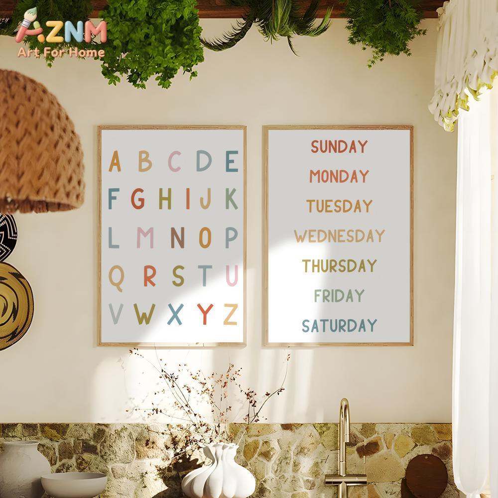 AZNM 教育用アルファベット数字フレームレスキャンバスウォ - Kids Education Learning のレビューと価格