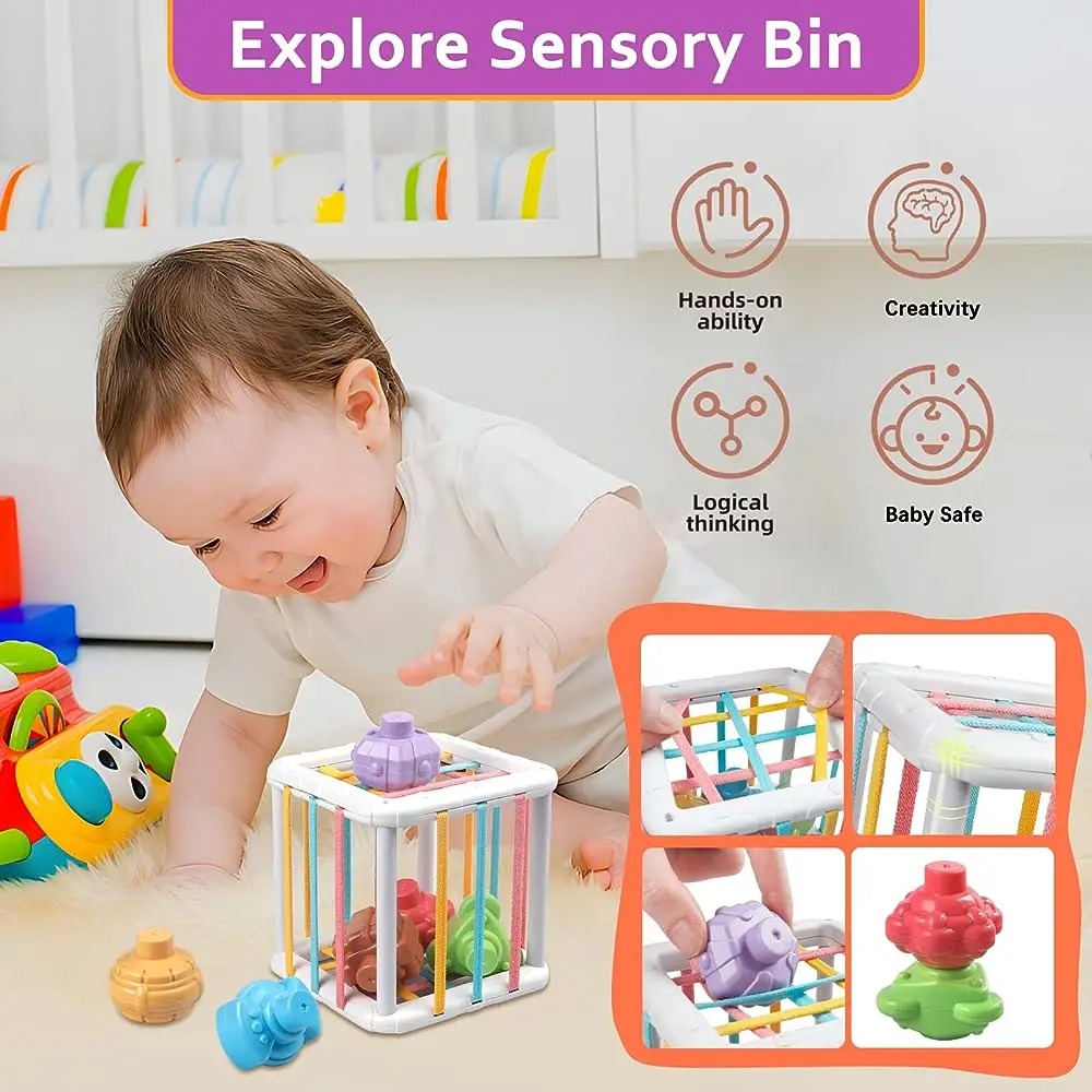 虹色のモンテッソーリ形状選別キューブ 赤ちゃん幼児用ブロック - Kids Education Learning のレビューと価格