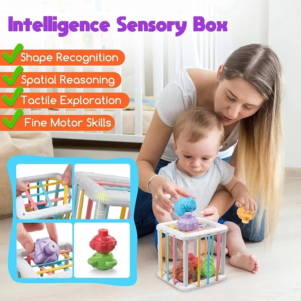 虹色のモンテッソーリ形状選別キューブ 赤ちゃん幼児用ブロック - Kids Education Learning のレビューと価格