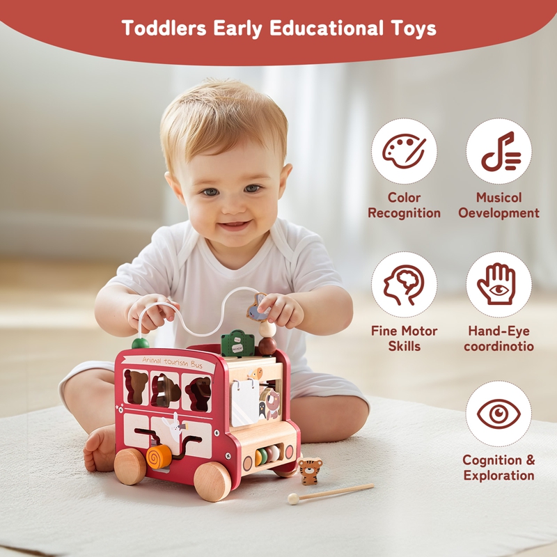 木製バスおもちゃ カスタム名無料 数え方学習 微細運動能力向 - Kids Education Name のレビューと価格