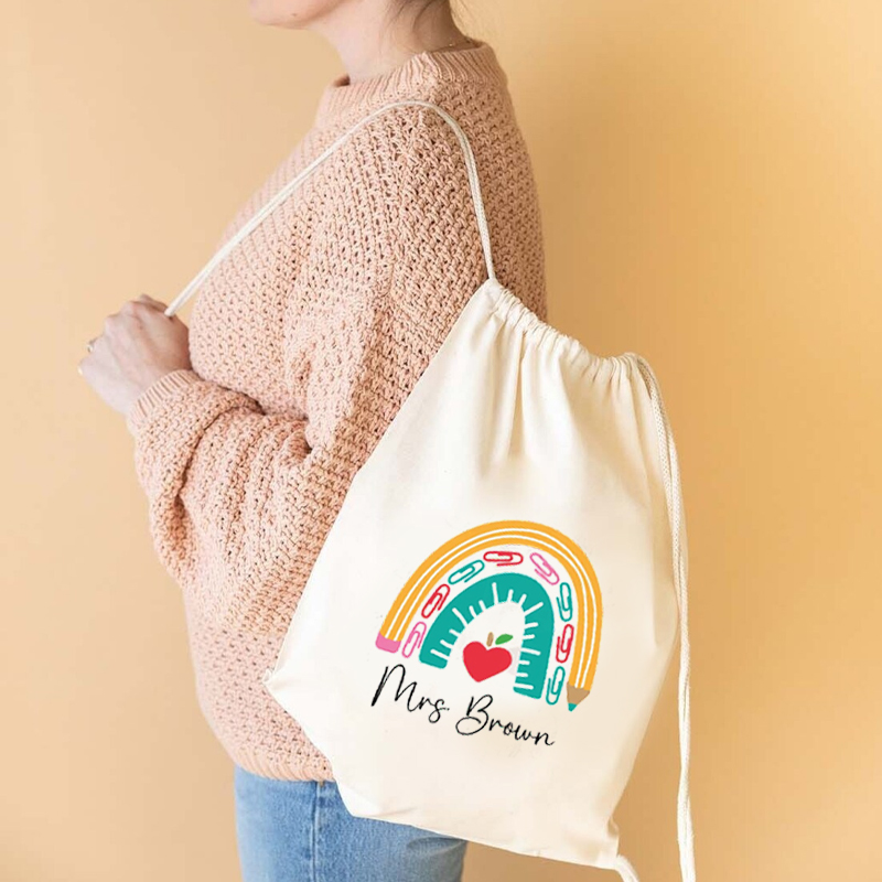 パーソナライズされた名前学校キャンバスバックパック教師感謝ギ - Kids Education Name のレビューと価格