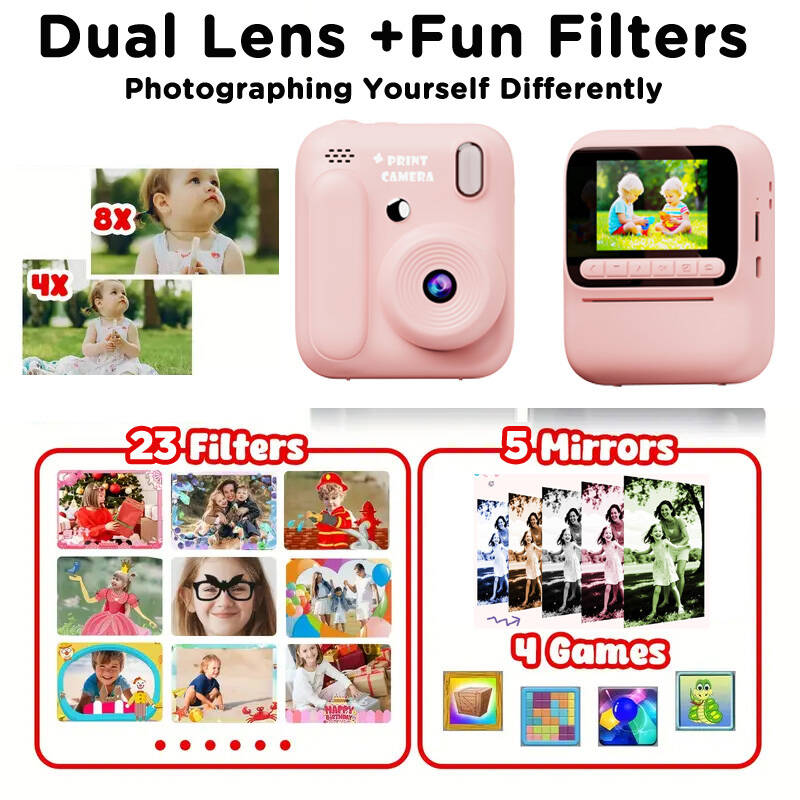 子供インスタントカラー印刷カメラ 1080P カラフルな写真 - Kids Education Music のレビューと価格