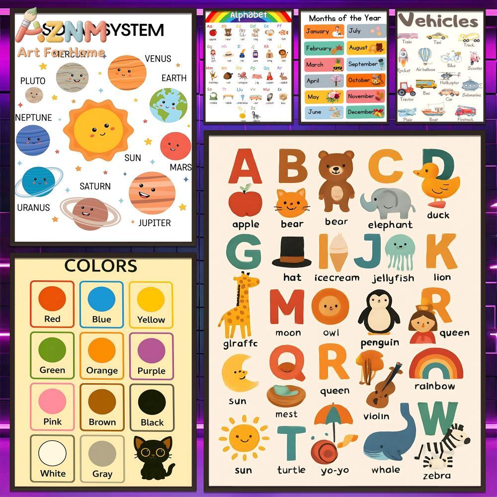 AZNM キッズ教育用キャンバスウォールアートプリント 太陽 - Kids Education Learning のレビューと価格