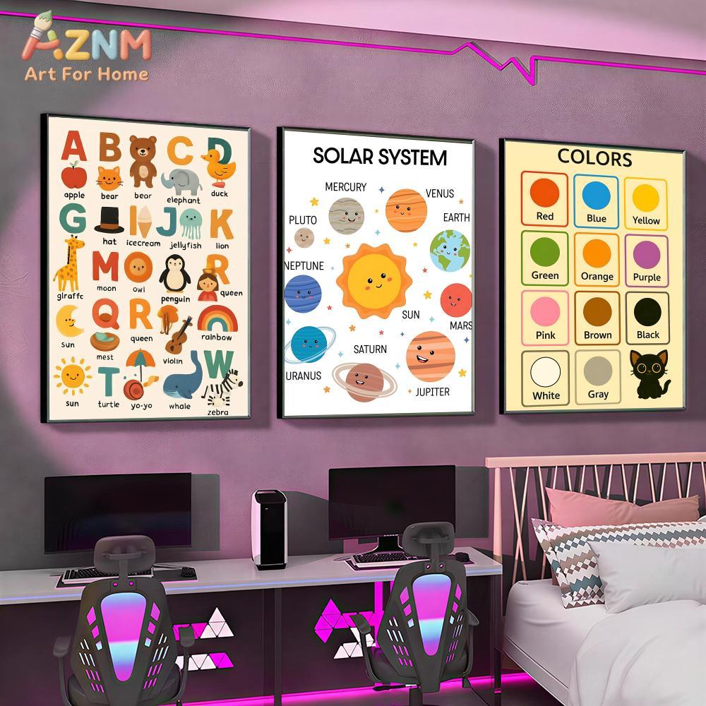 AZNM キッズ教育用キャンバスウォールアートプリント 太陽 - Kids Education Learning のレビューと価格