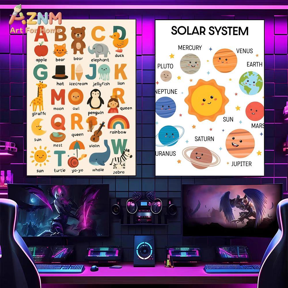 AZNM キッズ教育用キャンバスウォールアートプリント 太陽 - Kids Education Learning のレビューと価格
