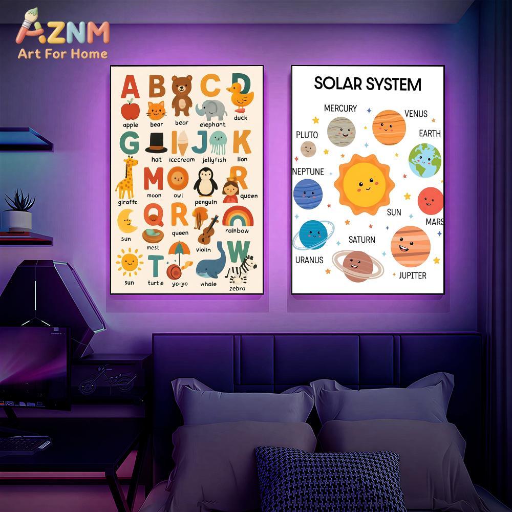 AZNM キッズ教育用キャンバスウォールアートプリント 太陽 - Kids Education Learning のレビューと価格