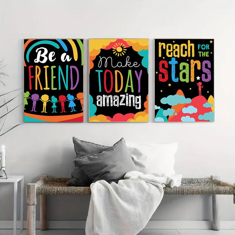 カラフルなかわいい夢大きな引用キャンバスアートプリントモダン - Inspirational Kids Education Quotes のレビューと価格