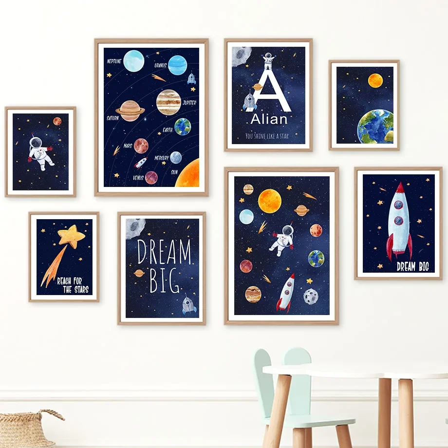 1pc キャンバス絵画カスタム名子供部屋装飾壁アートプリント - Kids Education Name のレビューと価格