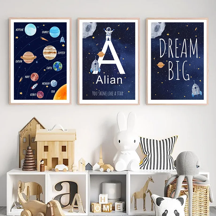 1pc キャンバス絵画カスタム名子供部屋装飾壁アートプリント - Kids Education Name のレビューと価格