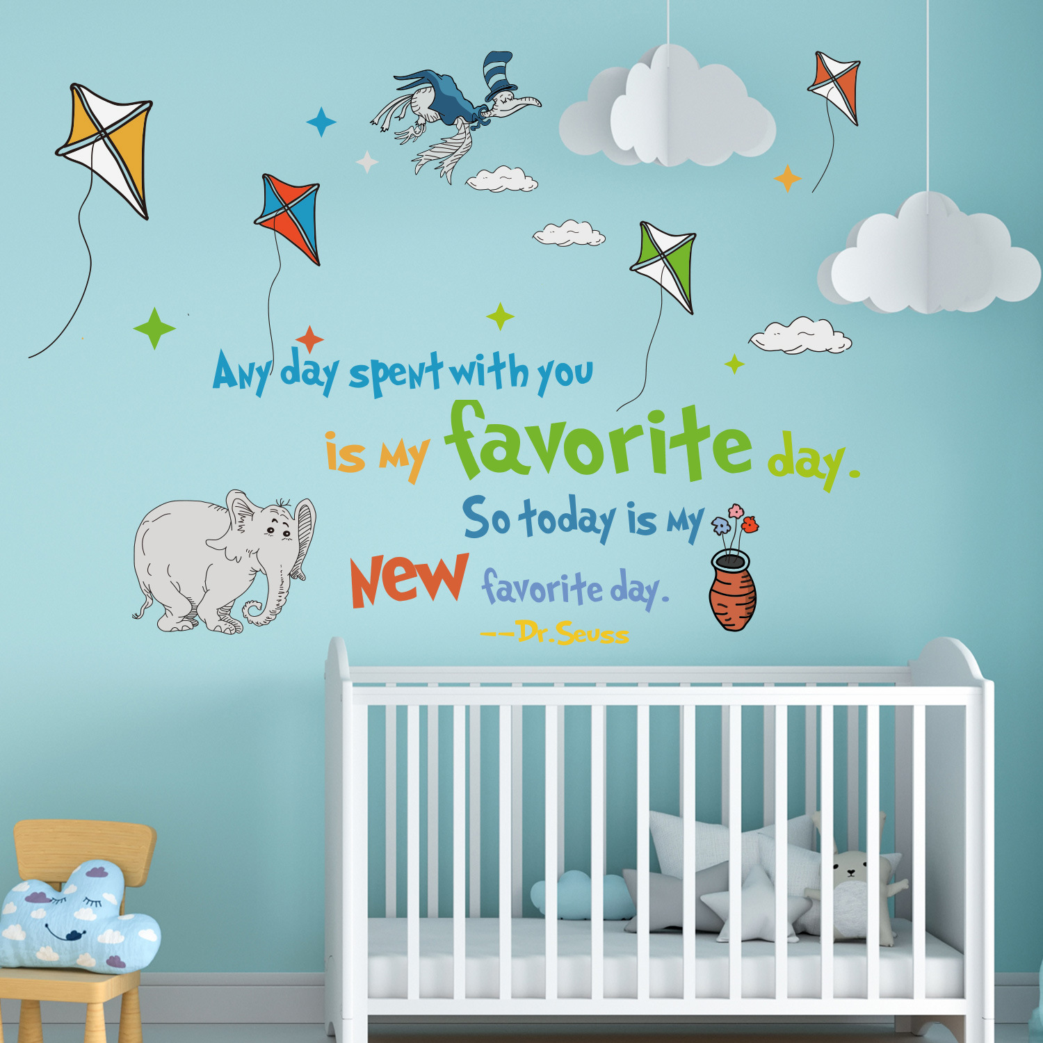 カラフルなDR.SEUSSウォールステッカー,インスピレーシ - Inspirational Kids Education Quotes のレビューと価格