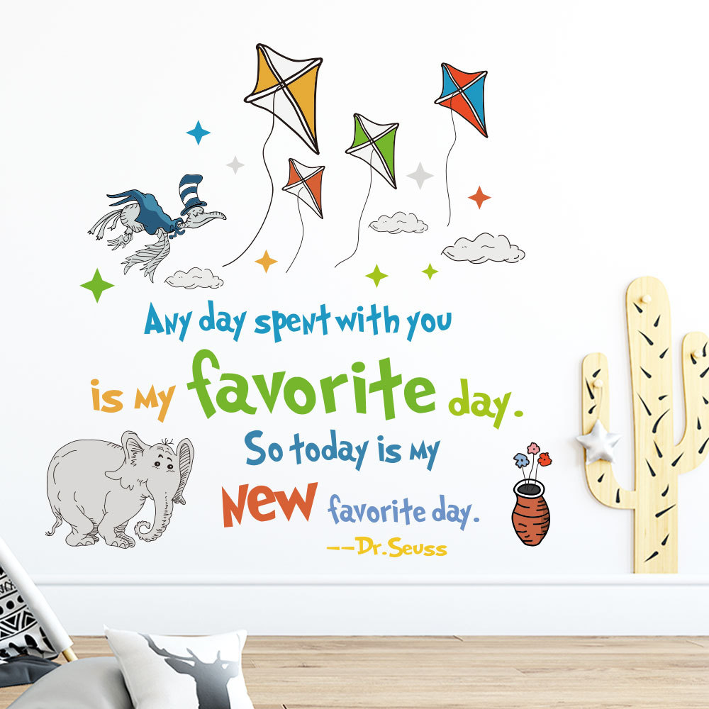カラフルなDR.SEUSSウォールステッカー,インスピレーシ - Inspirational Kids Education Quotes のレビューと価格