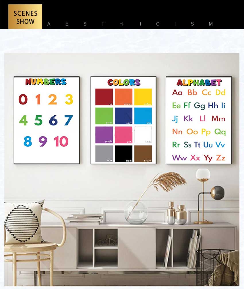 1枚のフレームレス子供用教育教室ポスター、アルファベット数字 - Kids Education Name のレビューと価格