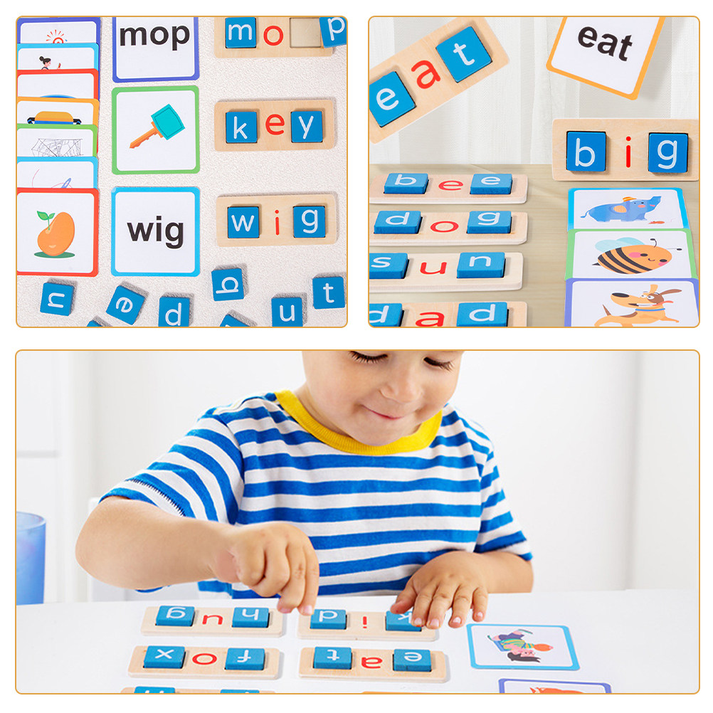 1セット アルファベットスペリングゲーム 木製文字教育ブロッ - Kids Education Words のレビューと価格