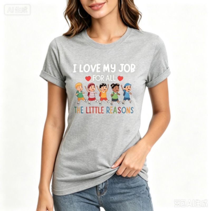 女性用スリムクルーネックTシャツ 教師へのギフト 「I Lo - Kids Education Jobs のレビューと価格